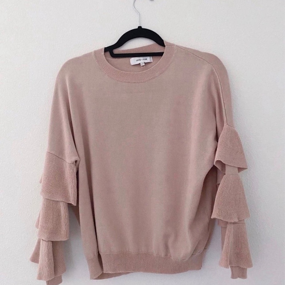 Nordstrom John & Jenn women’s pink ruffle sleeve knit sweater medium 8 10